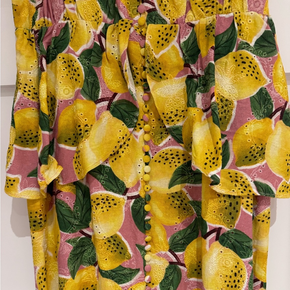 NWT Farm Rio Lemon Ruffle Midi Dress - Picture 4 of 6